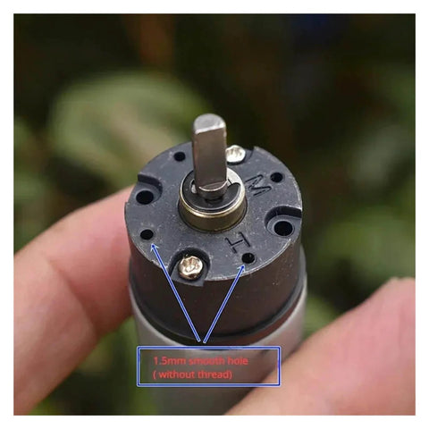 Close-up of Beefy 24mm 370 Planetary Gearbox with full metal gears, 1.5mm smooth hole, for robotics and hobbyists