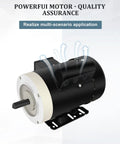 Beefy 0.75 HP General Purpose Single Phase Electric Motor TEFC 56C Frame showing shaft and black casing