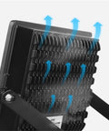 Back view of Led Flood Light showcasing cooling design, featuring textured surface for airflow, 10000Lm Waterproof Ip66, 3.5Cm Ultra-Thin Outdoor Sup.
