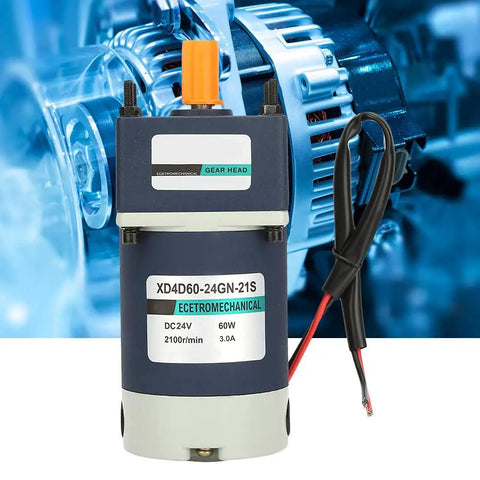Durable 60 Watt Metal Gear DC Motor Featuring Class B Insulation And Precise Speed Control For Industrial Machines with 24V power.