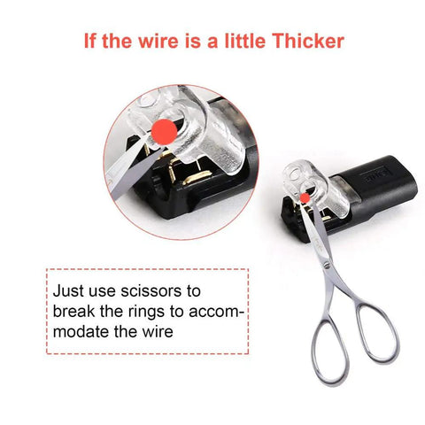 12 Pack 2 Pin 2 Way No Wire Stripping Toolless Quick Splice Wire Connectors with scissors for thicker wires