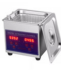 Hualuck 1.3L Ultrasonic Parts Cleaner With Timer And Heater, stainless steel cleaner with digital LED display and control.