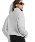 Oversized Womens Hoodie Sweatshirt Quarter Zip Pullover For Fall And Winter With Soft Fleece Lining Long Sleeve Grey Cozy And Comfy Everyday Wear