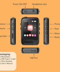 Bluetooth 5.3 Portable Music Player with Built In Speaker And Micro SD Slot Up To 512GB multi-angle view and buttons