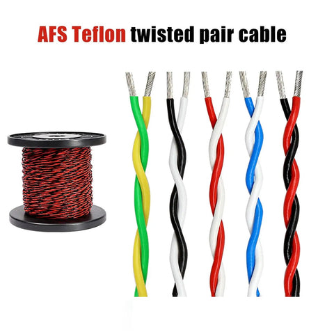 Top Notch 22Awg Yellow Green Fep Insulated Twisted Pair Wire 600V Tinned Copper Flexible High Temperature Cable For Led Lighting Solar Panels And Industrial Controls Brings Badass Durability And Runs Rock Solid On Rough Jobs 50 Feet Spool with red and black wire on a spool and twisted pair wires.