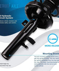 Close-up of front steering knuckles with wheel hub bearings and front struts with coil springs assembly for 2012 2013 Ford Focus 2.0L