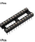 24 Pin DIP IC Socket Adapter Round 2.54mm Pitch Dual Row Spacing 7.62mm Reusable IC Chip Socket for Easy Swapping and Prototyping