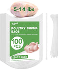 Clear 13x18 Inch Poultry Shrink Bags 100 Pack With 100 Zip Ties And Silicone Straw For Freezing, Marinating, Brining Chicken, Turkey And Rabbit Meat 5 To 14 Lbs, 100 pcs