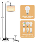 Tall Floor Lamp With Hanging Shades For Living Room And Bedroom, Includes Three Color Temperature LED Bulb, Dimmable Brightness, Foot Switch