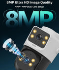 8MP dual-lens camera detail from 4K Ultra HD Auto Tracking Wired Security Camera System With Outdoor PoE PTZ Cameras Dual Lens Surveillance Kit