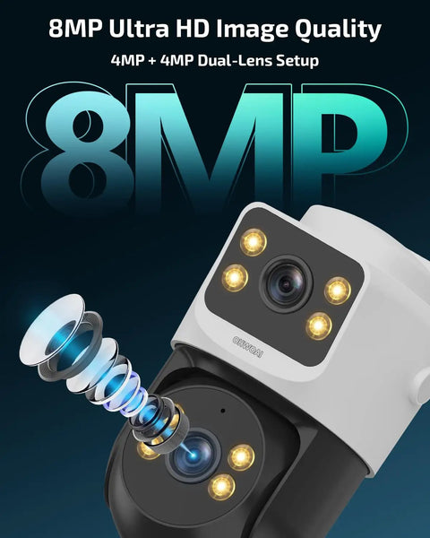8MP dual-lens camera detail from 4K Ultra HD Auto Tracking Wired Security Camera System With Outdoor PoE PTZ Cameras Dual Lens Surveillance Kit