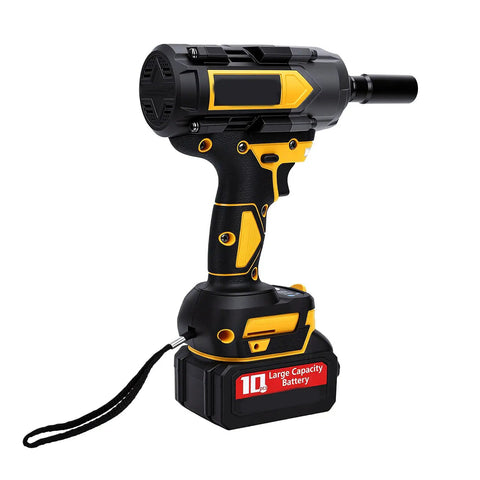 Karlak Brushless Electric Impact Wrench With 800Nm Heavy Duty Torque Adjustable Speed Cordless Tool For Truck Wheel Nuts And Seized Bolts Us Plug side view with large capacity battery