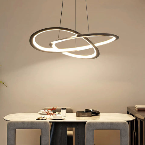 Modern Trefoil Ceiling Chandelier For Dining Room And Living Room, Adjustable Height And Color Temperature, 23.6 Inch LED