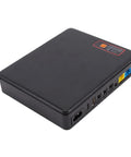 Game Changer Mini UPS Battery Backup With A Massive 20800mAh Power Supply for routers, black, compact design.