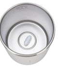 Inside view of the Slick 2 In 1 Self Stirring Heated Coffee Mug with automatic mixing and stainless steel design.