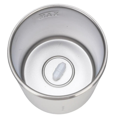 Inside view of the Slick 2 In 1 Self Stirring Heated Coffee Mug with automatic mixing and stainless steel design.
