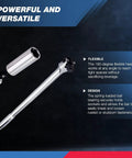 Heavy Duty 1/2 Inch Drive Extension Breaker Bar With 18 Inch Extended Handle Drop Forged Crv Steel showing flexible head for tight spaces.