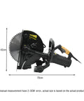 No Sweat Electric Circular Saw Delivers Badass 6800 Watt Cutting Power With Adjustable Angle For Wood Metal Stone And Tile Multi Function Portable Diy Project Tool Without Blade side view with measurement dimensions 70cm x 42cm