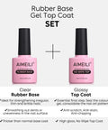 HEMA Free All In One Rubber Base Gel And No Wipe Top Coat Kit Set Soak Off UV LED Clear Gel Nail Polish 10ml Each Bottle 4 In 1
