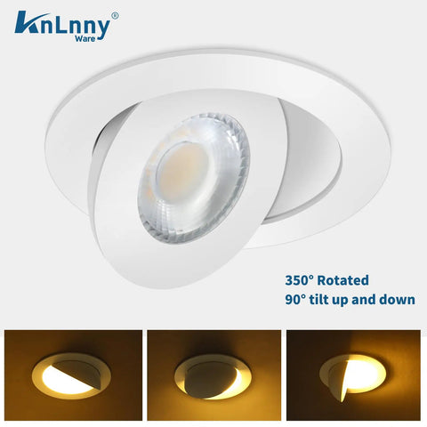 KnLnny Ware Recessed Lighting, Adjustable Eyeball recessed Light with Junction Box, 4 inch, 350° rotation and 90° tilt for accent lighting.