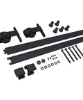 Heavy Duty Black Top Mounted Barn Door Hardware Kit For Aluminum Framed Glass Doors With A 6.6 Foot Rail System components