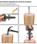 Installation guide for Rock Solid 12 Pack Adjustable Furniture Leveling Feet With 5/16-18 Inch Threads on wooden furniture.