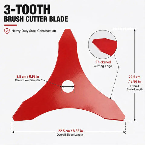 Top Rated Heavy Duty 3 Tooth Brush Cutter Blades For Yard Machines Y28 Plus More Models, 8.86-inch steel blade with thickened edge.
