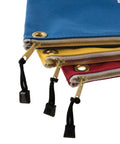 Large 16-Inch Canvas Tool Pouches 3-Pack with Brass Zippers and Hanging Grommets for Easy Tool Storage, close-up of zippers