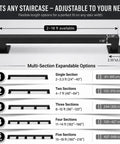 Eight Foot Wall Mount Stair Handrail Heavy Duty Steel Safety Grab Bar 500 Pound Capacity Indoor Outdoor Railing showing adjustable length options.
