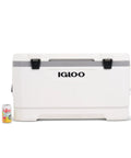 Front view of Latitude Marine 100 Quart Cooler With Cool Riser Elevation For Extra Chill Ultra White Finish Five Day Ice Retention