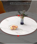 Large Marble Lazy Susan Turntable Rotating Serving Plate For Countertops And Dining Tables with fruit and flowers on display.