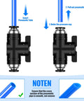 Diagram showing 5 Pack Three Eighths Inch OD Push To Connect Pneumatic Ball Valve Set With Quick Connect Tube Fittings installation