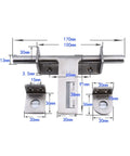 Bulletproof Stainless Steel Sliding Bolt Door Latch No Fuss Interior Exterior Barn Gate Security Slide Lock With Quick Auto Return Action For Cupboards And Outdoors dimensions showing size details.