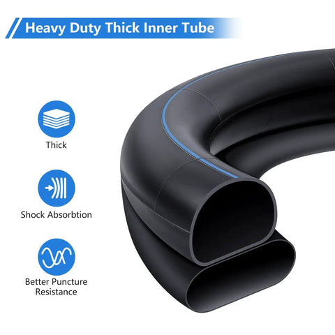 Heavy Duty Inner Tube Beefy Thick 4.10/4.00/3.50-6 with TR87 Bent Valve Stem showing thick layers and shock absorption features