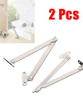 Sturdy Stainless Steel Door Stay Hinges Set, 2 Pack For Windows And Cabinets, Two Fold Lift Up Rods, vertical display pull, includes 2 pieces