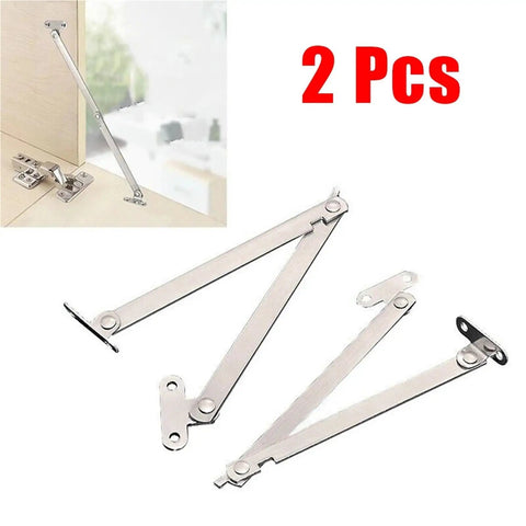 Sturdy Stainless Steel Door Stay Hinges Set, 2 Pack For Windows And Cabinets, Two Fold Lift Up Rods, vertical display pull, includes 2 pieces