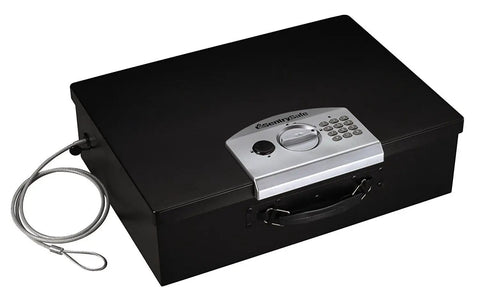 Portable Electronic Security Safe Box 0.5 Cubic Feet Black Pack Of 4, Keyless 3 Digit Combination Safe for laptops with tethering cable
