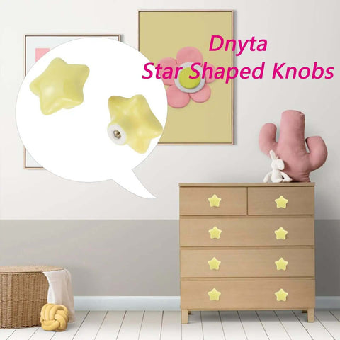 6 Piece Star Shaped Ceramic Cabinet Knobs Glossy Drawer Pulls For Kitchen Cabinets Bedroom Furniture Solid Colors Nordic Vibe Hardware With Screws Zero Hassle Installation Major Style Boost displayed on a dresser.