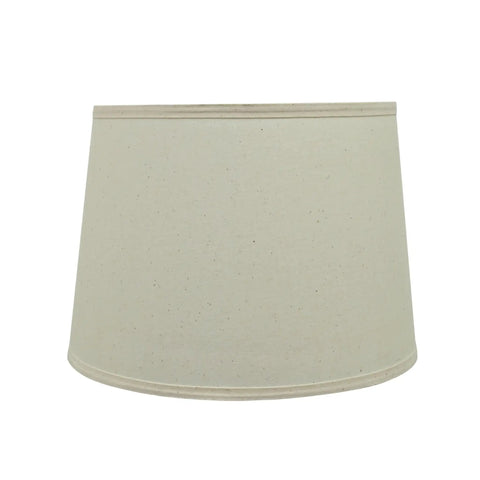 Transitional Empire Lamp Shade In Soft White Linen, 12 Inch Top By 14 Inch Bottom, 10 Inch High, Spider Fitter With Brass Hardware, Hardback Construction For Lamp Harp Attachment