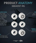 Genuine Replacement Guide Wheels Four Pack With Two Pulley Gears Fits Nautilus CC Plus Premier Supreme And Treadmills image showing durable plastic guide wheels and metal gears.