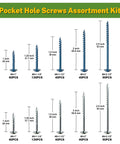 Pocket Hole Screws Assortment Kit 720 Pieces In 5 Sizes For Indoor And Outdoor Projects, Zinc Coated Anti-Rust Coarse Thread