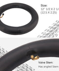 Close-up of Two Pack 12.5x2.25 Inner Tubes with angled TR87 valve stem for 12 to 12.5 inch tires on scooters and mini bikes.