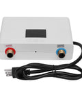 Experience Straight Hot Water Fast With Rock Solid 3000W Electric Heater unit showing digital display and water connections.
