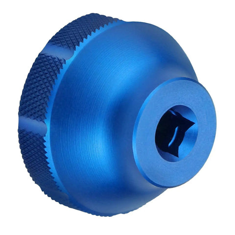 Beast 16 Notch Bottom Bracket Tool For 44mm Outer Bearing, Aluminum CNC Machined Blue, showing three-eighth drive opening