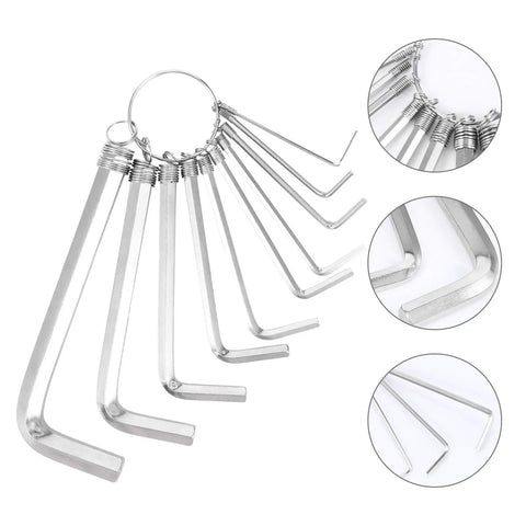 Top Notch 10 Piece Angled Hex Wrench Set With Metal Key Ring, Metric Allen Spanner Tool Kit 1.5 To 10mm for bike repair