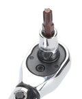Close-up of the socket head of the Heavy Duty 5-25Nm Adjustable Click Torque Wrench Set With Stainless Steel Socket Kit.