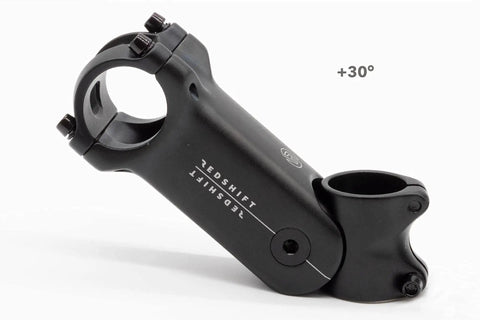Shock Absorbing Bike Stem That Cuts Up To Seventy Percent Of Bumps And Vibrations For A Super Smooth Ride On Road Gravel Ebikes And Hybrid Bicycles Reduces Hand Fatigue And Boosts Control And Comfort, shown at 30-degree angle, black material, 28.6mm steerer.