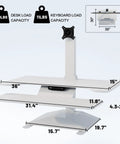 36 Inch Electric Standing Desk Converter Height Adjustable Sit Stand Workstation Riser For Home Office Ergonomic Computer Desk White dimensions with weight capacity.
