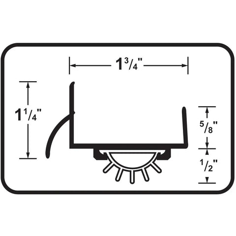 Cross-sectional diagram of Bronze Aluminum U Shape Under Door Seal 36 Inch Screw On Weather Stripping Keeps Drafts Out And Saves Energy