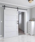 48 Inch By 84 Inch Sliding Barn Door With 8 Foot Hardware Kit And Handle, Pre Drilled Holes For Easy Assembly, solid PVC surface, white